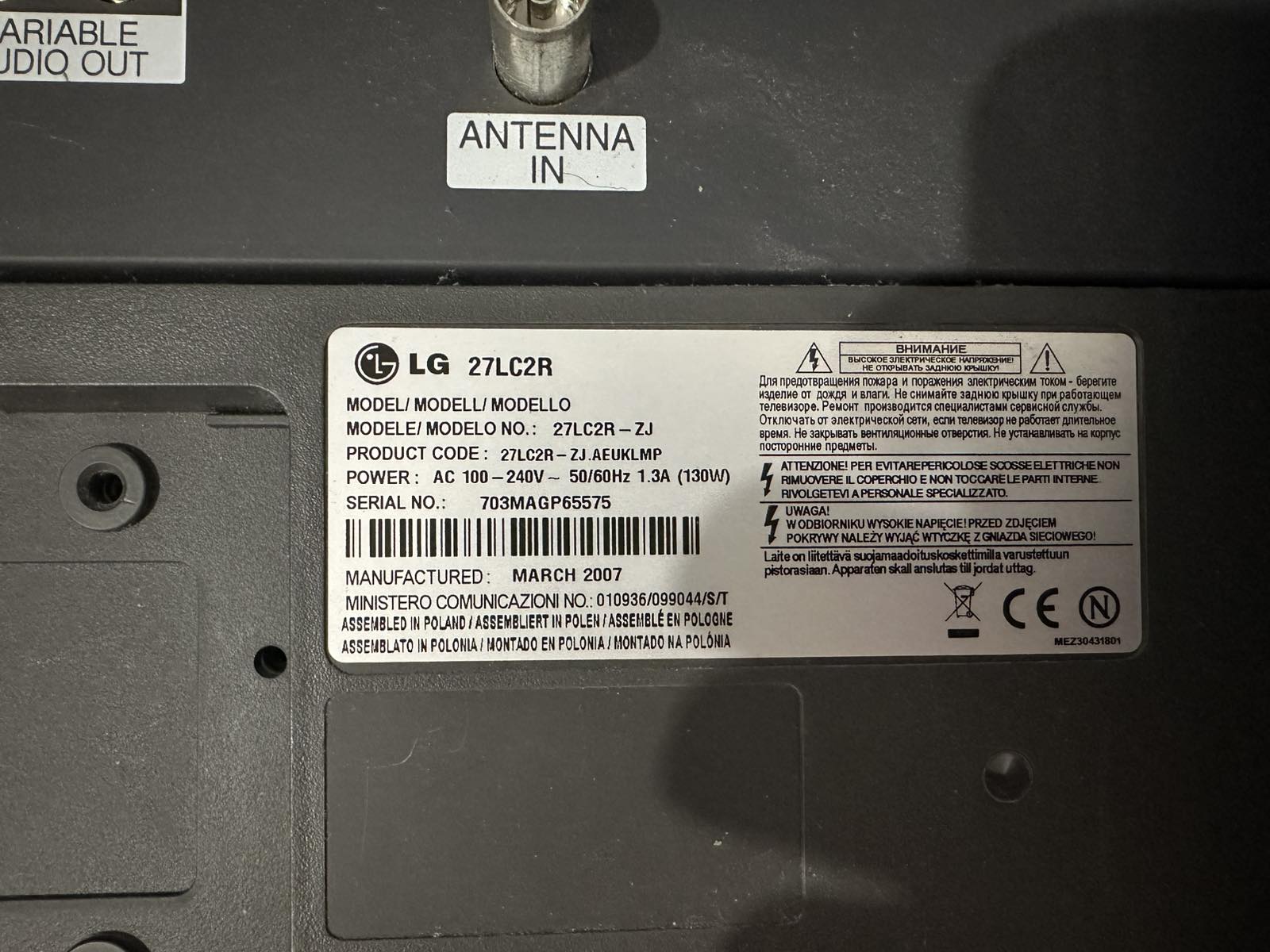 Telewizor LCD LG 27LC2R 27" HD Ready – sprawny, odbiór osobisty Poznań — zdjęcie 4